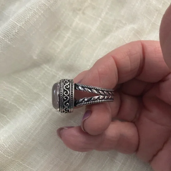 NEW Pink Quartz, 925 Silver, Antique Setting Ring, Size 8 - Picture 4 of 5